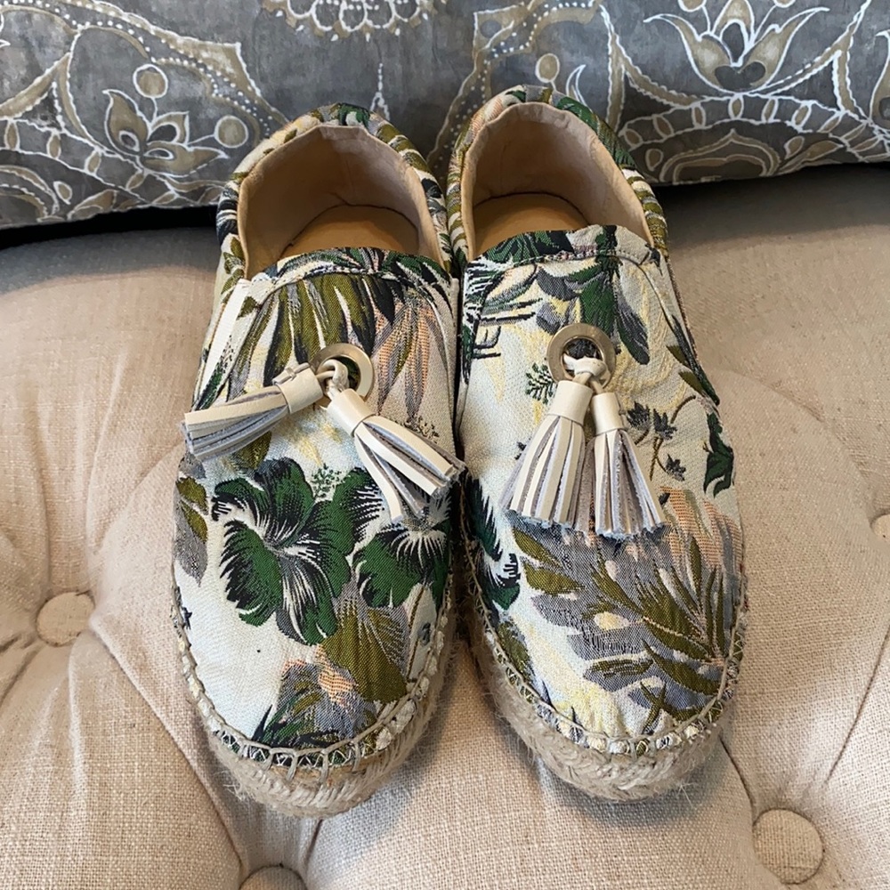 Palm print espadrilles - j slides brand